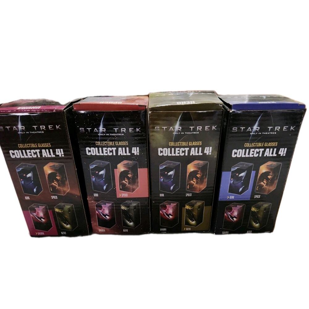 Lot (4) 2008 Star Trek (XI) Burger King Collectible Glasses Full Set 4 Cups - Picture 3 of 4